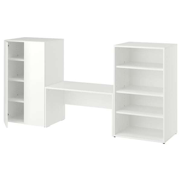 LASTARE Storage combination, white/with bench, 210x42x101 cm