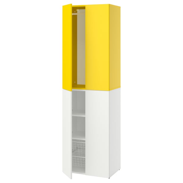 LASTARE Storage combination, white/yellow, 60x42x201 cm