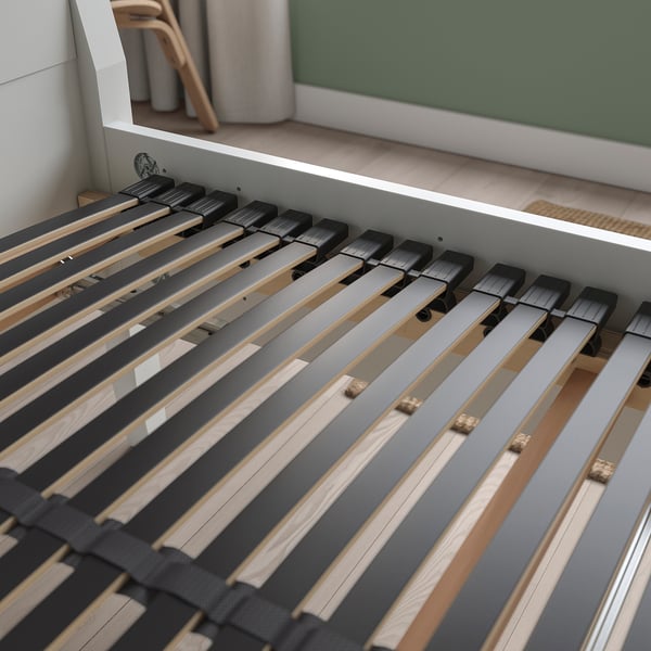 Bed base with adjustable slats for comfort and airflow.