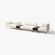 Modern cream-colored modular sofa set with black side tables. Includes three pieces and a table, perfect for contemporary spaces.