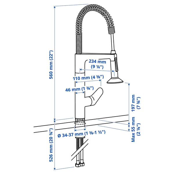 MAJSJÖN Kitchen mixer tap pull down w spray, stainless steel colour
