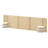 A MANDAL wooden headboard with minimalist design featuring white shelves for storage.