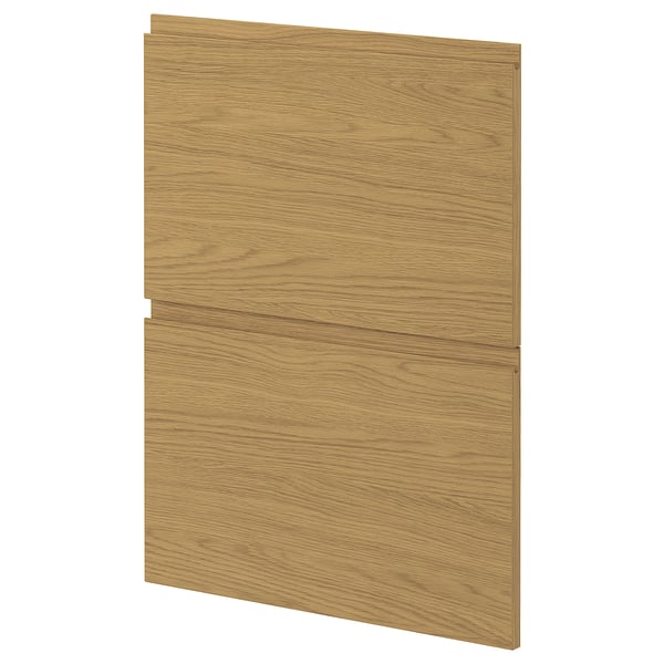 Oak-colored wooden panel, part of IKEAs METOD kitchen system, light brown, rectangular, flat-faced, modern minimalist design.