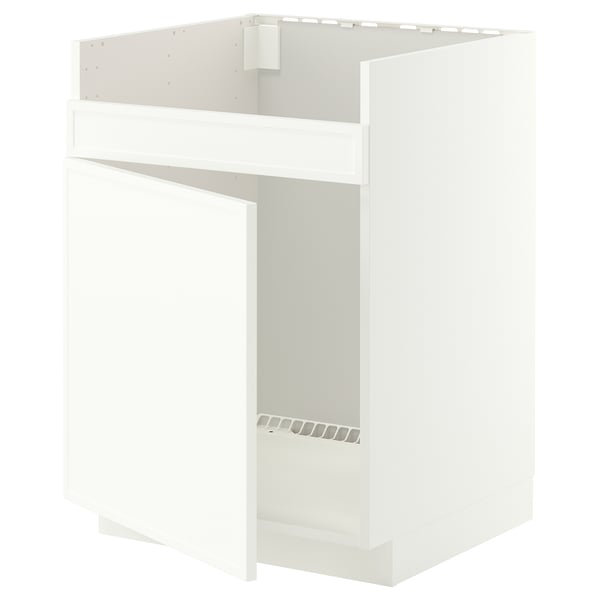 METOD Base cab f HAVSEN single bowl sink, white/Aspudden matt white, 60x60 cm