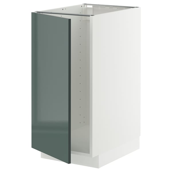 Modern kitchen unit, white & green, glossy front, square, sturdy.