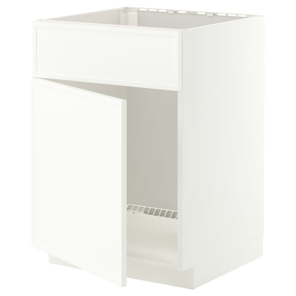 METOD Base cabinet f sink w door/front, white/Aspudden matt white, 60x60 cm