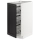 A METOD base kitchen cabinet with black stained lerhyttan door, featuring pull-out wire baskets for storage.