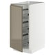 METOD kitchen cabinet in white with dark grey-brown glossy door, featuring multiple wire shelves inside.