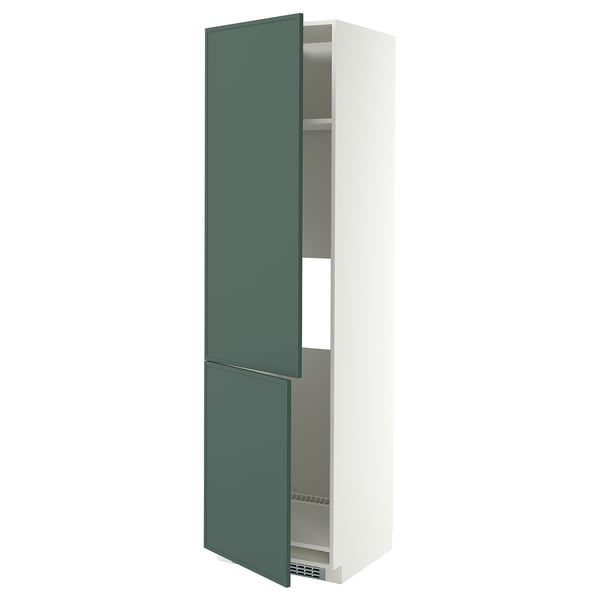 METOD High cab f fridge/freezer w 2 doors, white/Aspudden dark grey-green, 60x60x220 cm