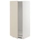 A beige METOD cabinet from IKEA. Its a tall, rectangular unit designed for a fridge or oven, featuring a smooth, clean look with adjustable shelving.
