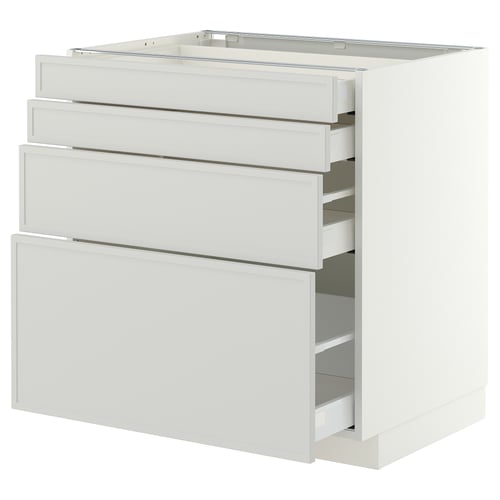 METOD / MAXIMERA Base cab 4 frnts/4 drawers, white/Aspudden light grey, 80x60 cm
