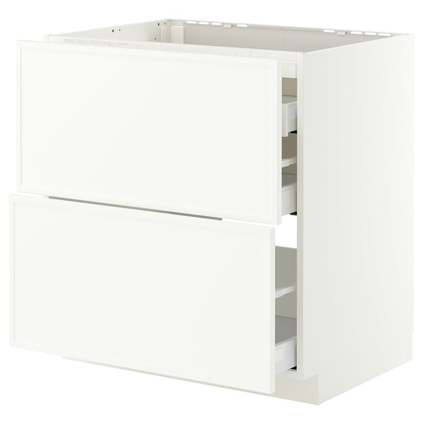 METOD / MAXIMERA Base cab f hob/2 fronts/3 drawers, white/Aspudden matt white, 80x60 cm