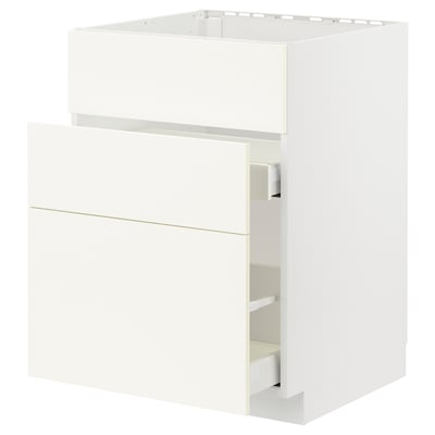 White METOD kitchen cabinet with smooth drawers.