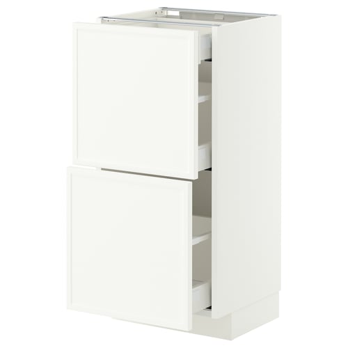 METOD / MAXIMERA Base cab with 2 fronts/3 drawers, white/Aspudden matt white, 40x37 cm