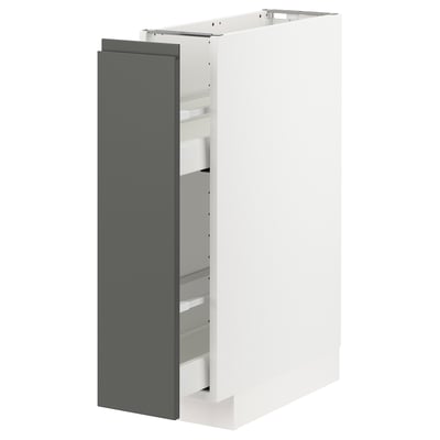 White METOD kitchen cabinet with dark grey drawer, modern design.