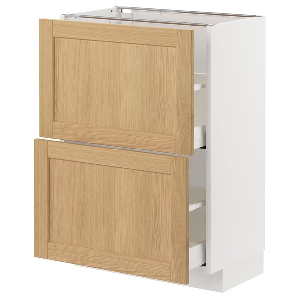 New kitchen unit, light wood, white, with two drawers. Clean, modern design.