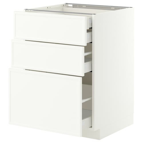 METOD / MAXIMERA Base cb 3 frnts/2 low/1 md/1 hi drw, white/Aspudden matt white, 60x60 cm
