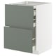 Modern grey-green kitchen unit with two drawers, sleek, minimalist design.