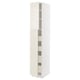 Product: IKEA METOD. Colour: off-white. Material: particleboard, melamine, steel. Shape: tall cabinet. Design: traditional with bevelled edges.