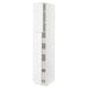 White high gloss kitchen cabinet with modern design and multiple shelves.