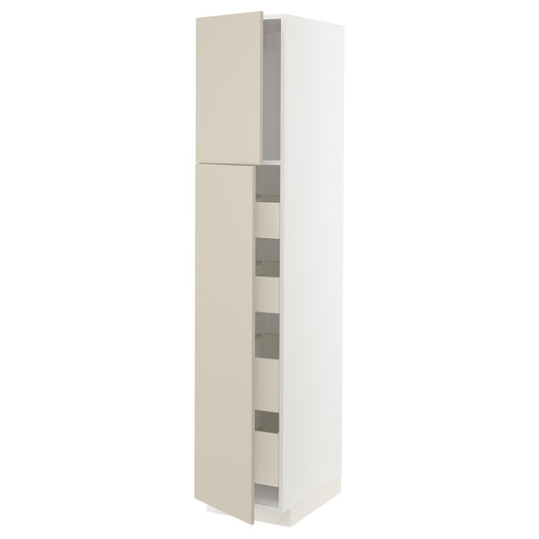 METOD kitchen cabinet in beige with smooth, minimalist design and sleek hinges.