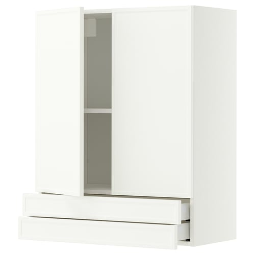 METOD / MAXIMERA Wall cabinet w 2 doors/2 drawers, white/Aspudden matt white, 80x100 cm