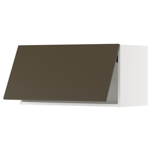 Modern kitchen wall cabinet in dark brown and white, rectangular shape with sleek design.
