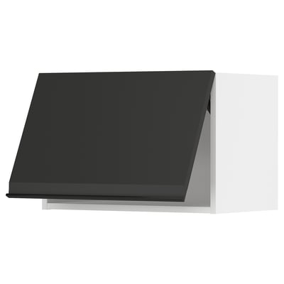 Modern black kitchen cabinet with sleek, matte finish and minimalist design.