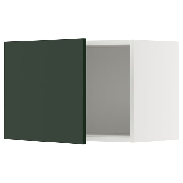 A dark green kitchen cabinet from IKEAs METOD system, featuring a modern design and sturdy construction.