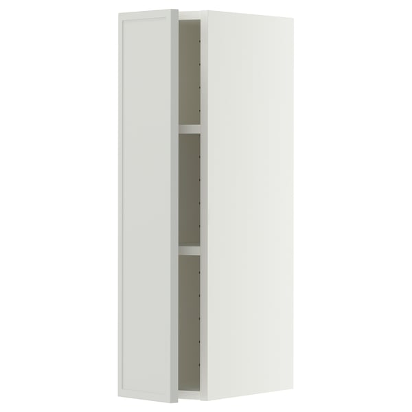 METOD Wall cabinet with shelves, white/Aspudden light grey, 20x80 cm