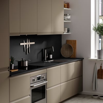 MÖCKLARP Custom made worktop, matt black/stone effect high pressure porcelain, 1 m²x2.0 cm