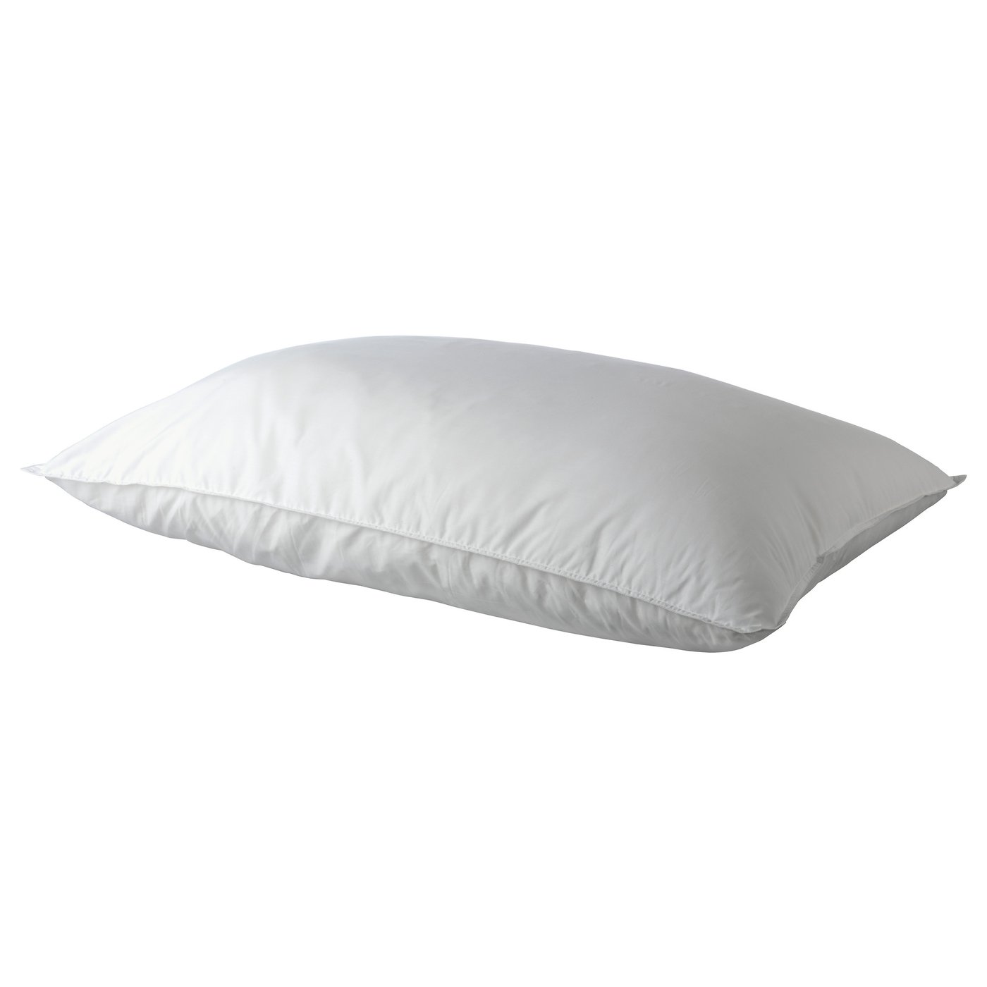 IKEAs white NEJLIKA pillow recycled materials. Its design is simple and rectangular.