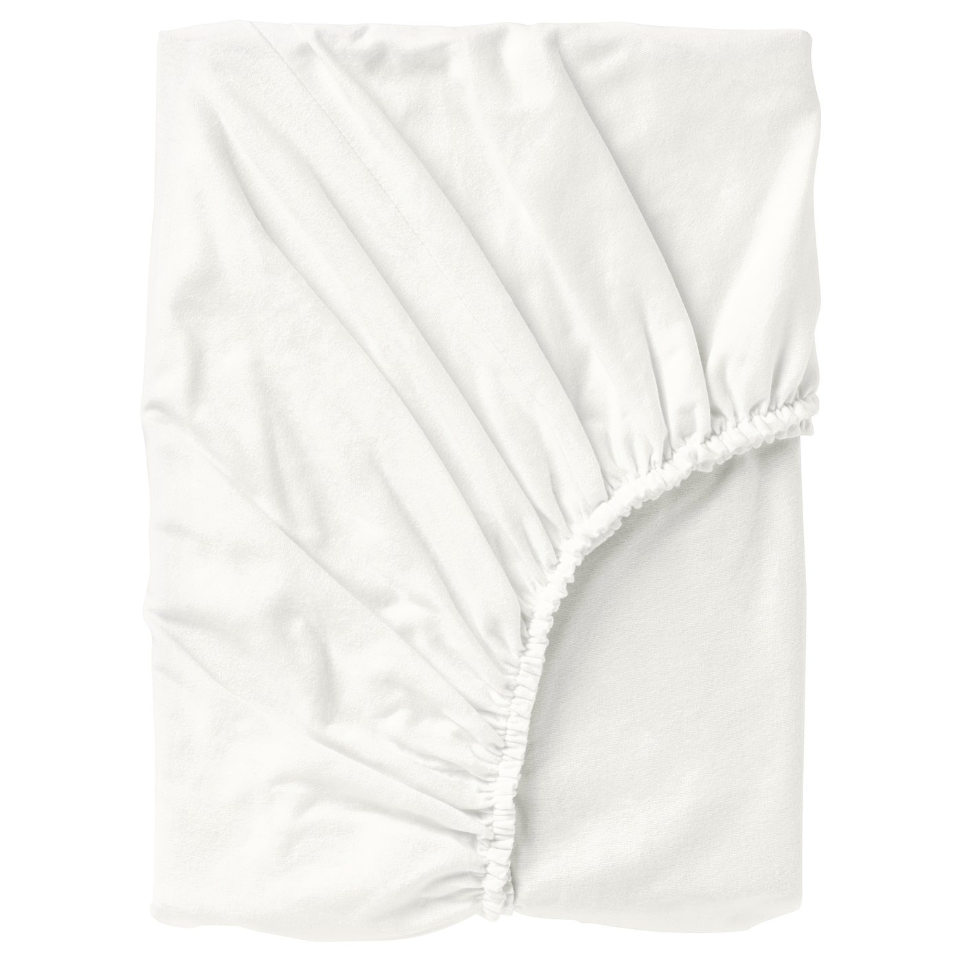 White NORDRUTA flannel bedsheet, soft cotton, fitted corners, pure white.