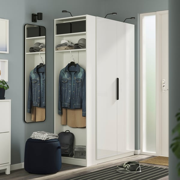 PAX / FARDAL Wardrobe combination, white high-gloss white/white, 120x60x201 cm