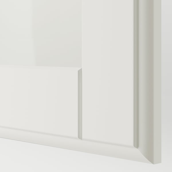 Sleek, modern wardrobe detail, pristine white finish, smooth surfaces and clean lines.