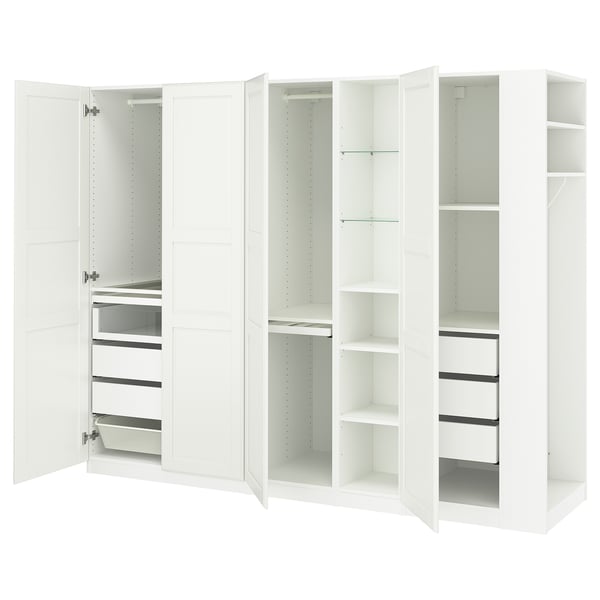 PAX / TYSSEDAL Wardrobe combination, white white/white, 255x60x201 cm