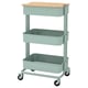 RÅSKOG / NORRÅVA Trolley with lid, light turquoise, 35x45x77 cm