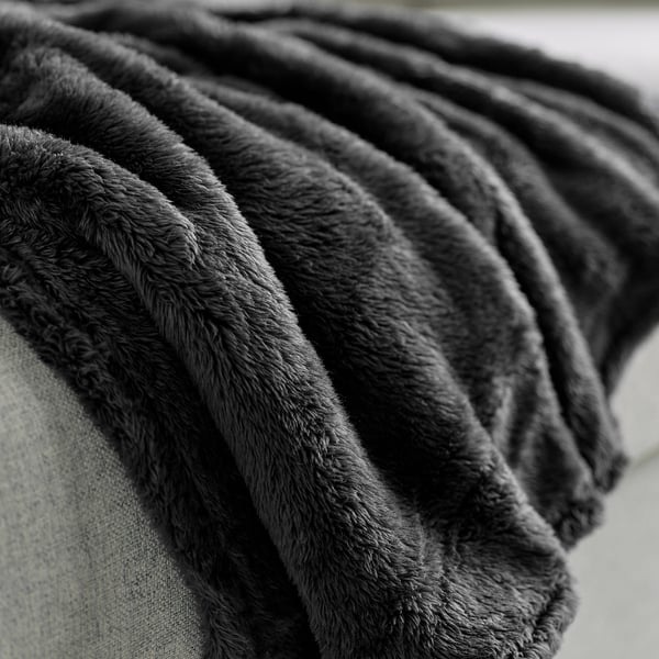 ROSTLÖNN Throw, anthracite, 150x200 cm