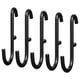 This image SKÅDIS black hooks made of powder-coated steel, designed for organising items on a pegboard, displaying a sleek and functional design.