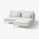 SÖDERHAMN modern white leather sectional sofa with chrome legs, clean lines, and plush cushions.