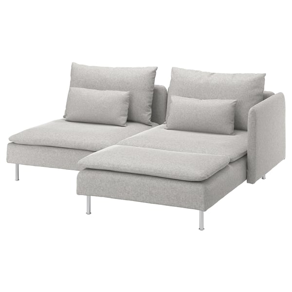 A light grey SÖDERHAMN sectional sofa with a chaise longue, modern design, and sleek metal legs.