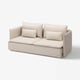 Modern beige sofa, SÖDERHAMN, with deep seats, clean lines, high legs, and two cushions.