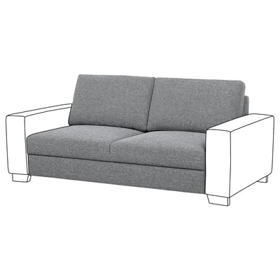 SÖRVALLEN grey couch, modern & boxy shape, upholstered in textured fabric.
