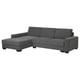 A grey SÖRVALLEN sofa with chaise longue, featuring a modern, minimalist scandinavian design.