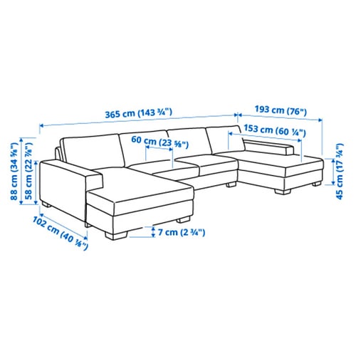 Illustration with measurements for the product: SÖRVALLEN.