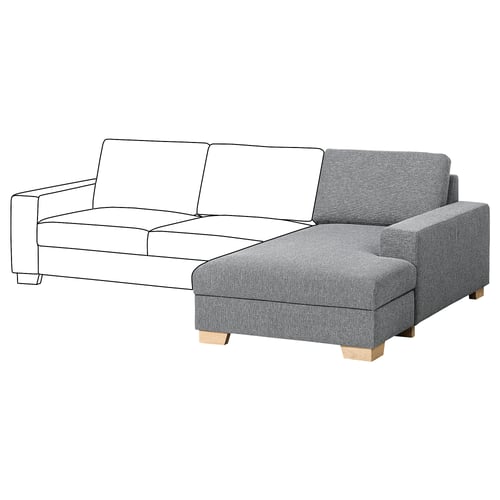 Grey SÖRVALLEN sectional sofa, modern design with storage, soft fabric.