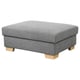 Grey SÖRVALLEN footstool. Square, upholstered in tweed-like fabric, raised on wooden legs.