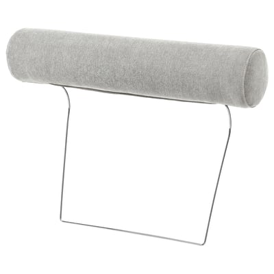 SÖRVALLEN headrest, grey, fabric & metal, cylindrical, minimalist design.