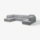A modern, grey, u-shaped SÖRVALLEN sofa with wooden legs.