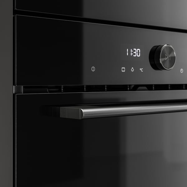 SPJUTBO True fan oven, added steam function Grill function/black IKEA 500